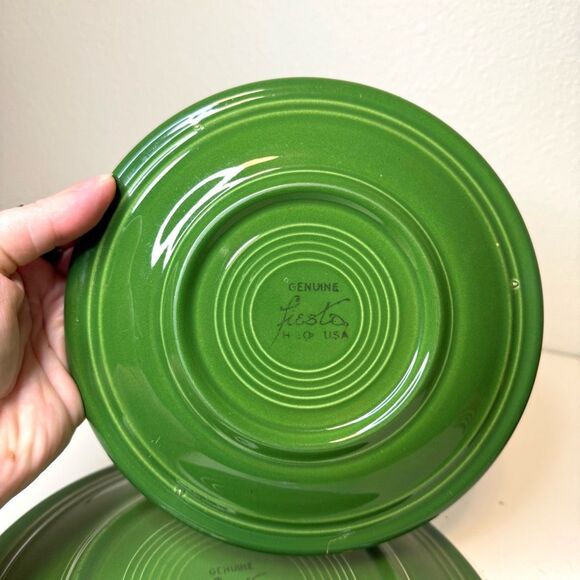 Vintage Fiesta Forest Green 9” Plate & 7” Salad Plate FLAW - Picture 9 of 10